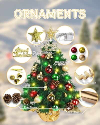 Green Tabletop Christmas Tree with LED Lights H5873