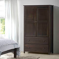 Grain Wood Furniture Shaker 2-Door Wardrobe, Solid Wood with Walnut Finish