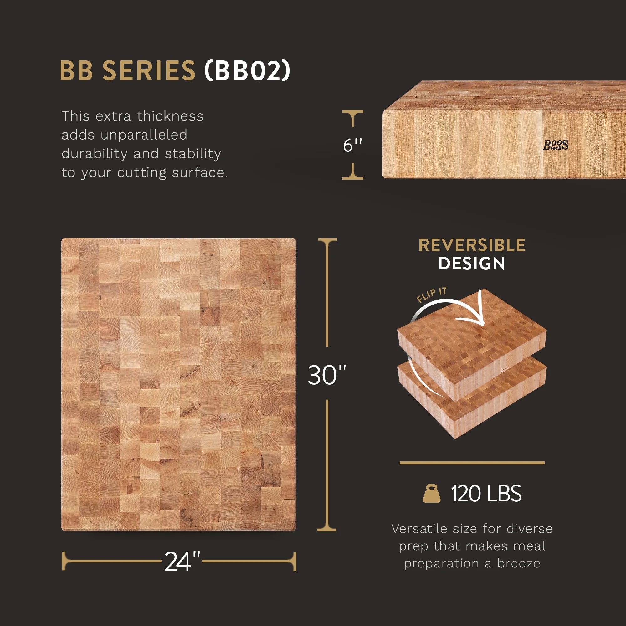 Maple Wood Cutting Board for Kitchen, 30 x 24 inches X4734