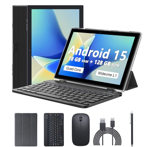 Tablet 10 Inch, 18GB RAM 128GB ROM, 2 in 1 with Keyboard Mouse Stylus G64709