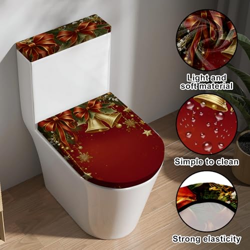 Christmas Toilet Lid Cover, Washable Seat and Tank Protector W1747