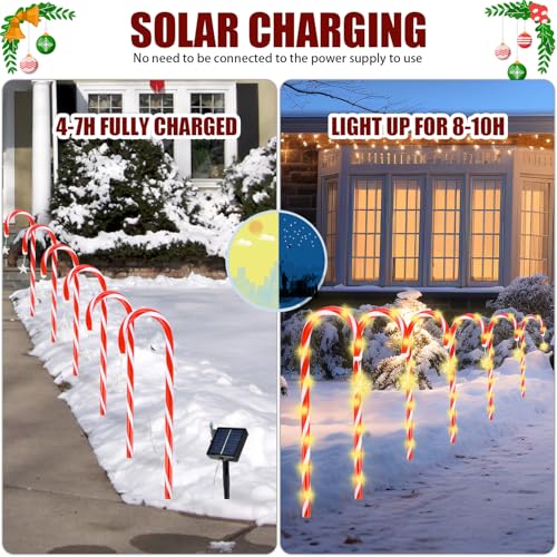 Candy Cane Solar Pathway Lights, 21" Outdoor Christmas Yard Decor B3638