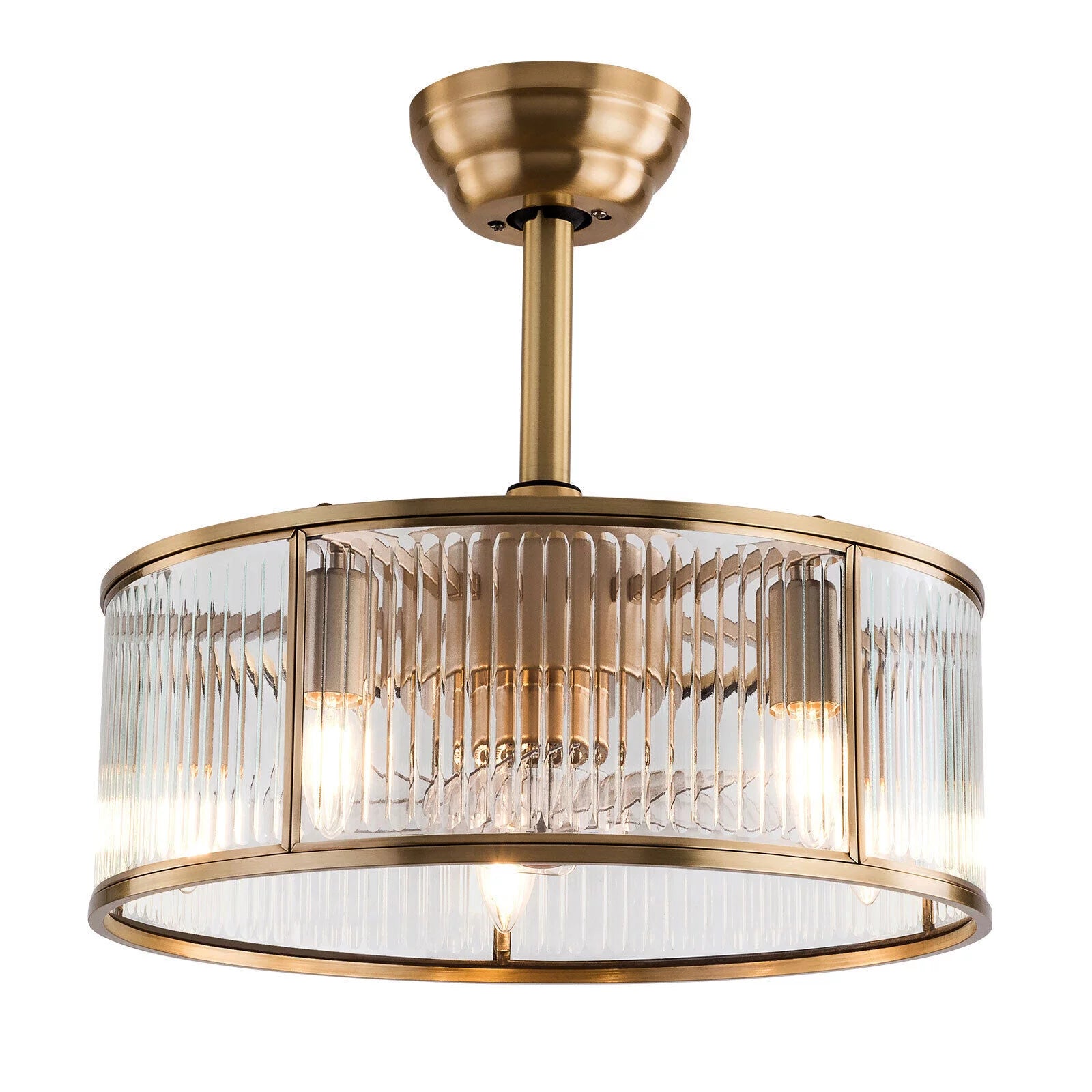 Farmhouse Ceiling Fan Light Gold With Remote Control S819588