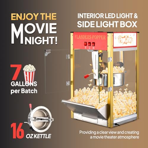 16 Ounce Kettle Countertop Popcorn Maker with Stainless Steel Scoop, Oil Spoon and 3 Cups P753496