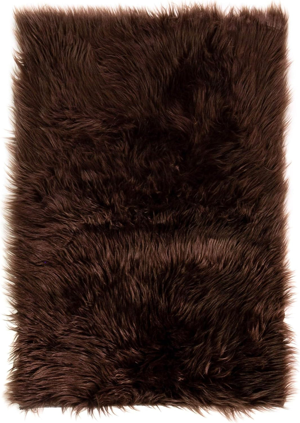 Faux Sheepskin Area Rug, Dark Brown 5 x 7 Feet E2648