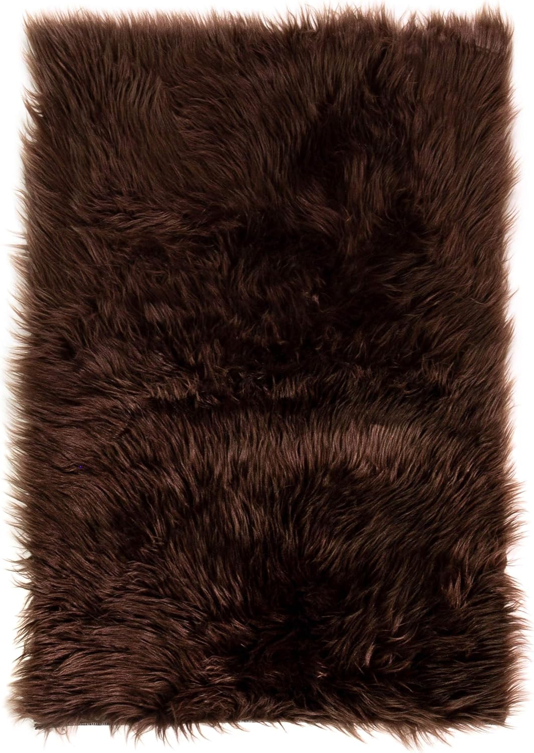 Faux Sheepskin Area Rug, Dark Brown 5 x 7 Feet E2648