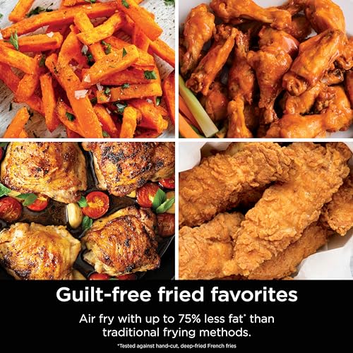 Air Fryer, 8 QT DoubleStack 2-Basket, Space Saving Design, 6-in-1, Roast & Bake, Dishwasher Safe Parts, Black N43591