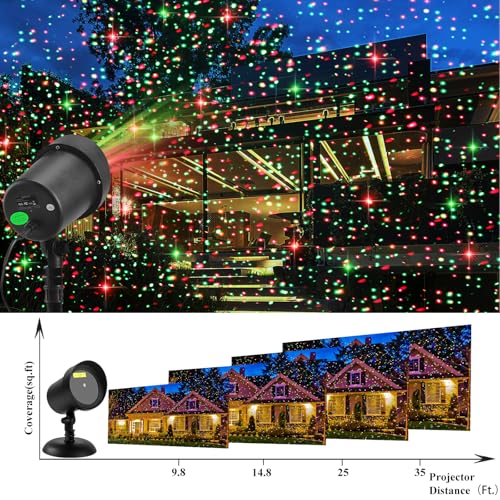Laser Projector Lights Outdoor for Christmas, Red & Green Stars E3762
