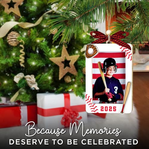 Christmas Ornament Picture Frame - Wooden Landscape Photo Frame for Tree U347