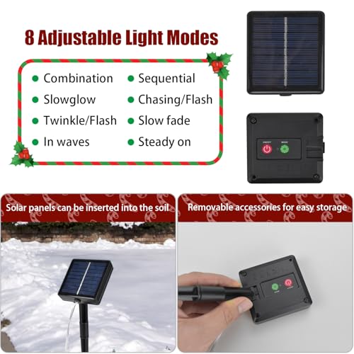 Candy Cane Solar Pathway Lights, 21" Outdoor Christmas Yard Decor B3638