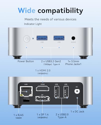 Mini PC, Twin Lake N150, 16GB DDR4 RAM 512GB SSD, 4K Dual Display M565717