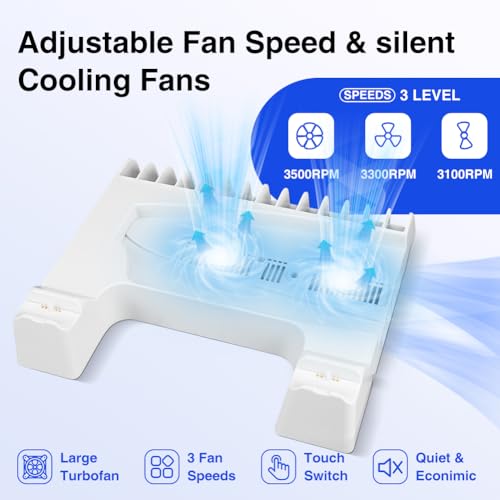 PS5 Slim Stand with Cooling Fan and Controller Charging Station, Headset Holder, White C25996