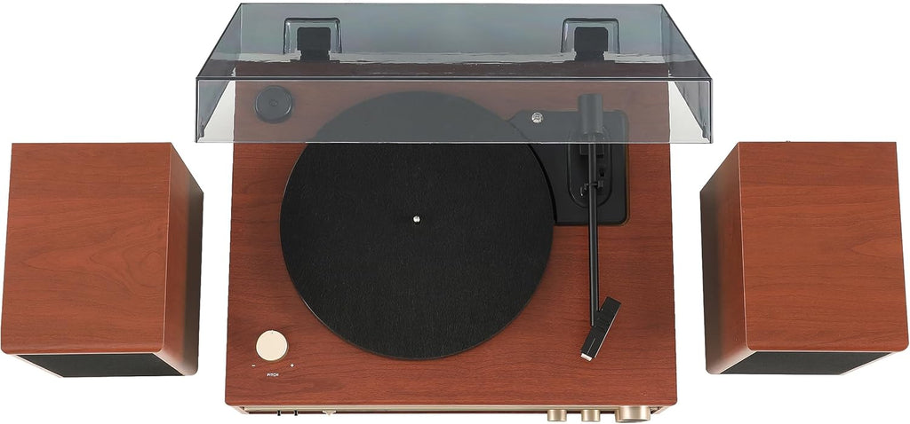 Turntable System with Bluetooth, CD, AM/FM and Speakers, Walnut S1743