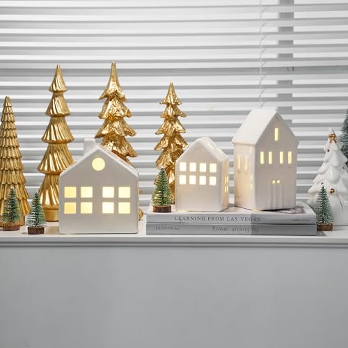Ceramic Christmas Village Houses with LED Lights, Tabletop Decor R583949