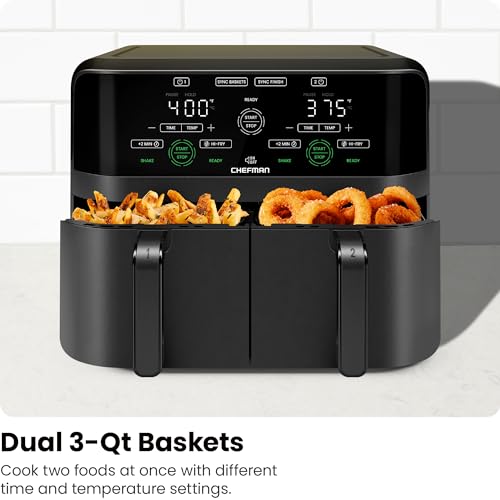 6 Quart Dual Basket Air Fryer with Digital Touchscreen P315