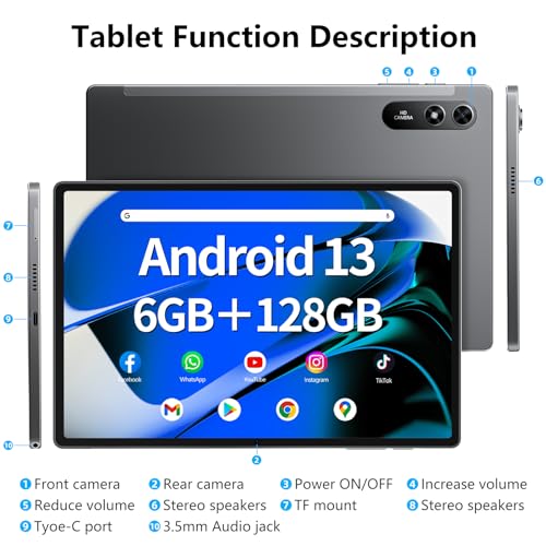 Android Tablet 12 Inch, 8GB RAM 256GB, FHD IPS Touch Screen P321