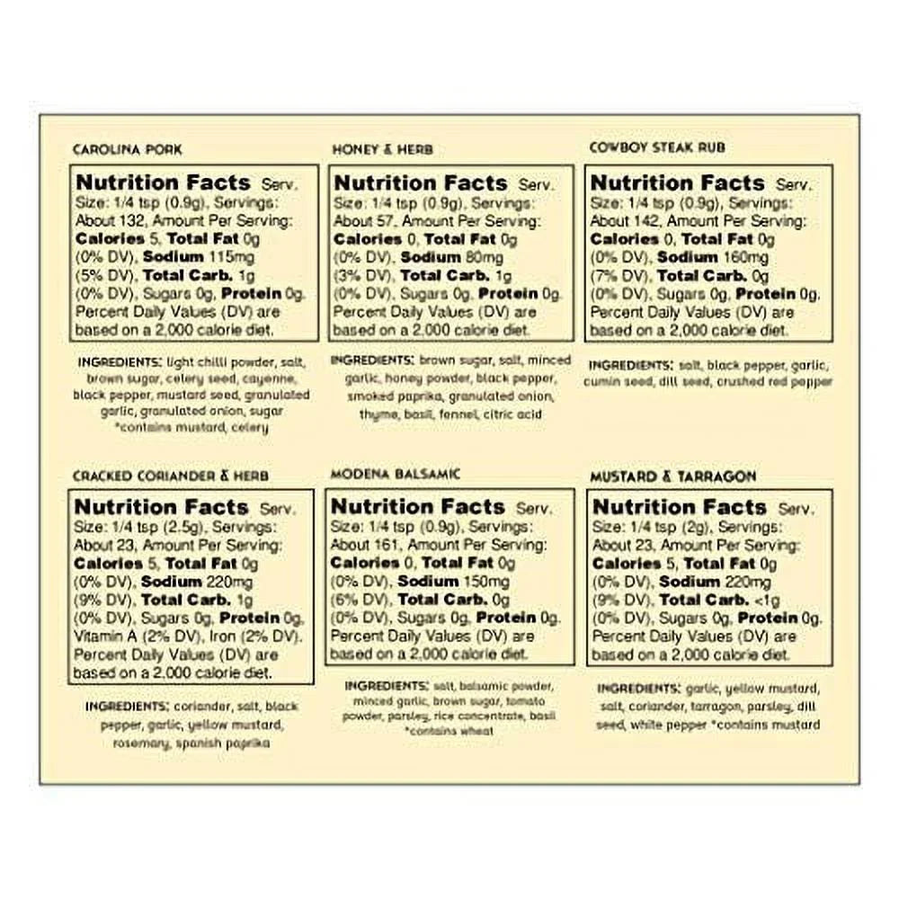 Grill Seasoning 6 Pack for Steak, Poultry, Pork & Vegetables C674