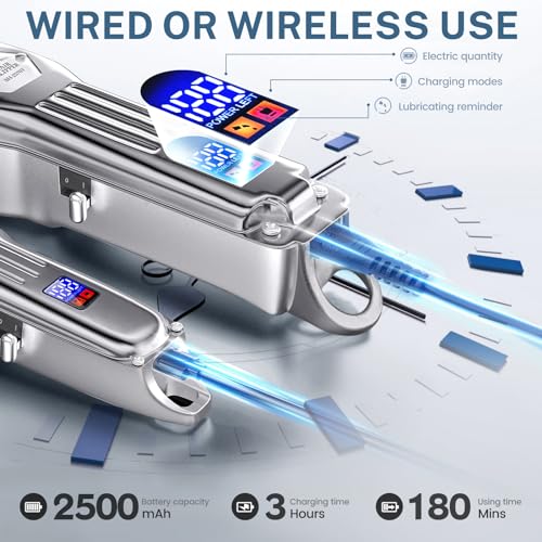 Hair Clippers for Men, Cordless Barber Kit with LCD Display E329