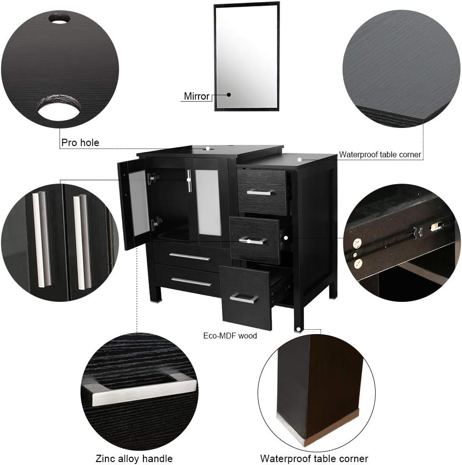Double Bathroom Vanity with Porcelain Vessel Sinks and Side Cabinets W511404