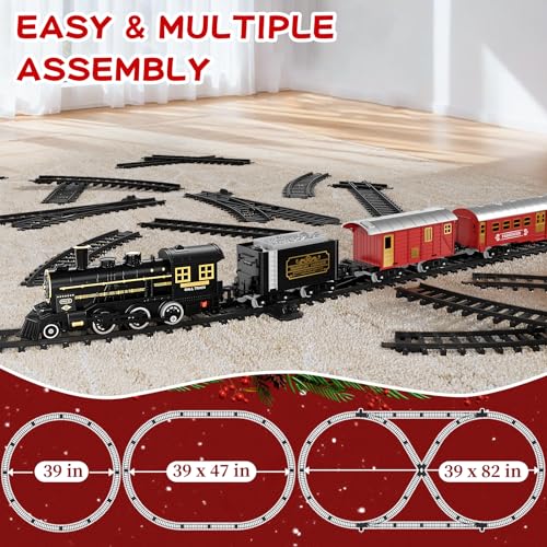 Large Train Set for Kids 4-8 with Sounds, Lights and Smoke H678
