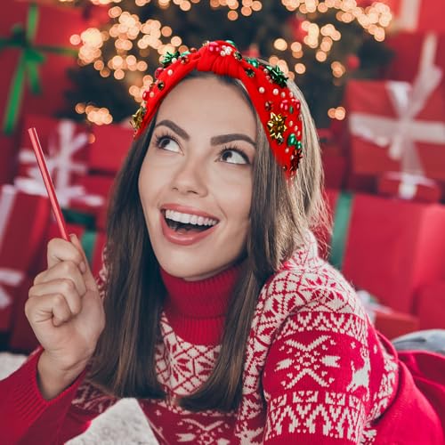 Christmas Pearl Rhinestone Headband for Women Holiday Party Hair Accessory K88231