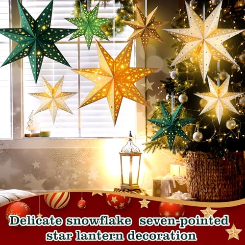 Sage Green 3D Paper Star Lantern Hanging Ornament with String Light M89680