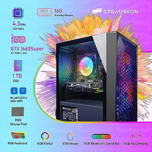 Gaming Desktop PC, RTX 3060 Ti, Ryzen 7, 32GB DDR4, 1TB SSD, WiFi, RGB Fan H561