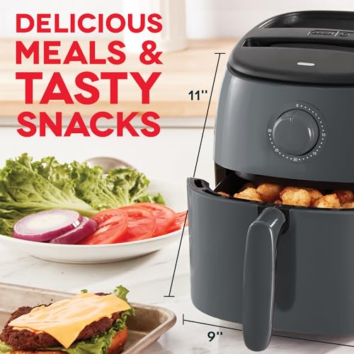 Electric Air Fryer Oven, 2.6 Qt., Grey, Compact, Auto Shut Off, 1000-Watt O64979