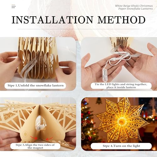 Christmas Paper Snowflake Lanterns with LED Lights for Holiday Party Decor A55544