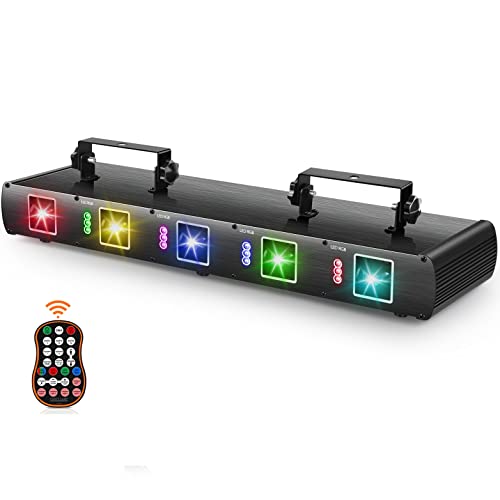 Stage Laser Light, 5 Beam Sound Activated DJ Party Lights with Remote Control P243197