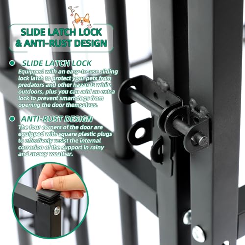 Large Outdoor Dog Kennel with Heavy Duty Metal Frame and Waterproof Cover W60756