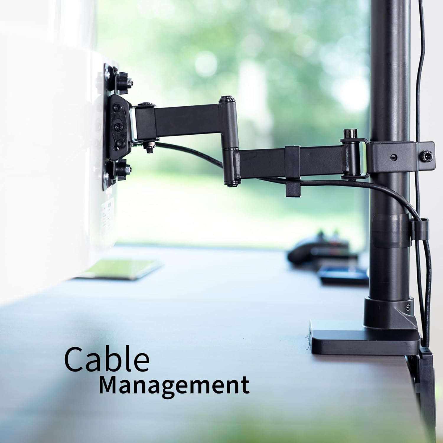 Dual Monitor Desk Mount with Extension Arms for 2 Ultrawide Screens up to 43 inches, 50 lbs Capacity, Black W552