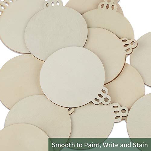 50PCS 4-Inch Wooden Christmas Ornaments, Unfinished Pre-Drilled Wood Slices for DIY Crafts G888