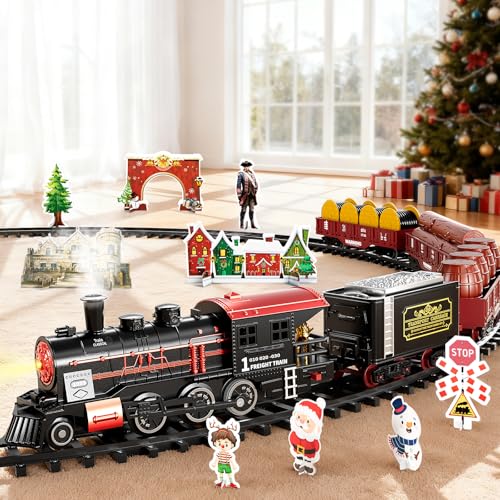 Large Train Set for Kids 4-8 with Sounds, Lights and Smoke H678