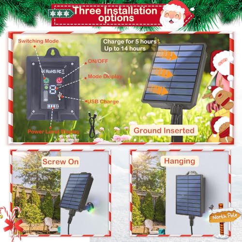 Solar Candy Cane Lights, 12 Pack, Waterproof, 8 Modes with Timer for Outdoor Decor Y605