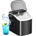 KISSAIR Portable Ice Maker Countertop, 9Pcs/8Mins, 26lbs/24H, Self-Cleaning Ice Machine with Handle for Kitchen/Office/Bar/Party, Stainless Steel Black