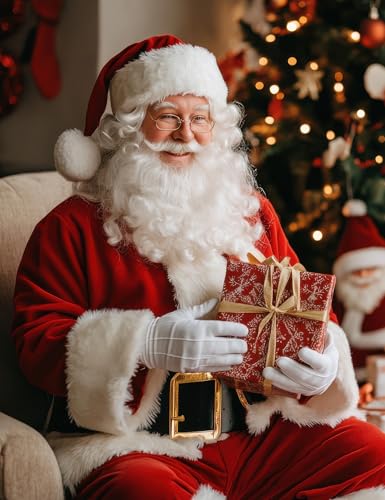 Men's Red Deluxe Santa Claus Costume Set 11pcs J141