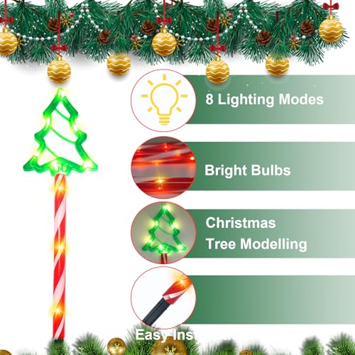 Solar Christmas Pathway Lights Outdoor Decorations, 8 Modes Waterproof LED Garden Stake Light, 6 Pack N671623
