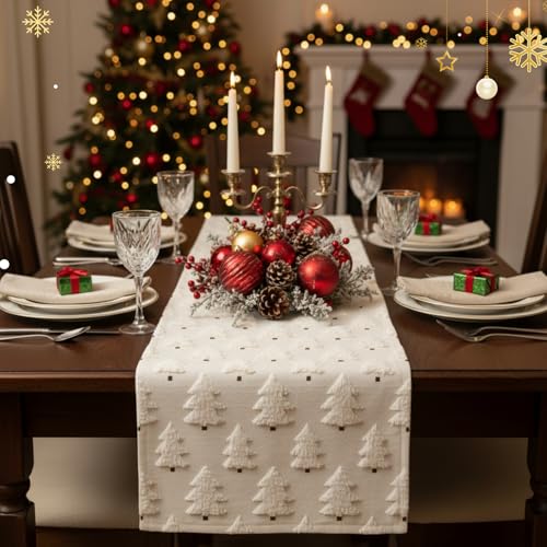 Christmas Table Runner 13x72 Inch Beige Plush Faux Fur O488472