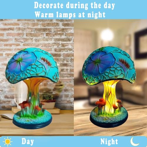 Mushroom Table Lamp, Bohemian Resin Decorative Night Light for Bedroom Living Room R74432