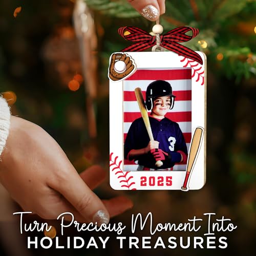 Christmas Ornament Picture Frame - Wooden Landscape Photo Frame for Tree U347