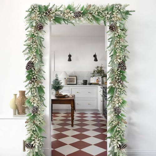 6.6 ft Christmas Garland with Faux Cedar and Glitter Berry P303