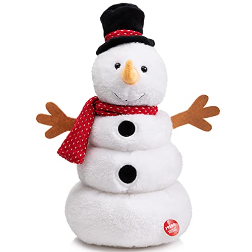 Animated Christmas Snowman Plush with LED Lights, Musical Toy for Kids, 13 Inch J154