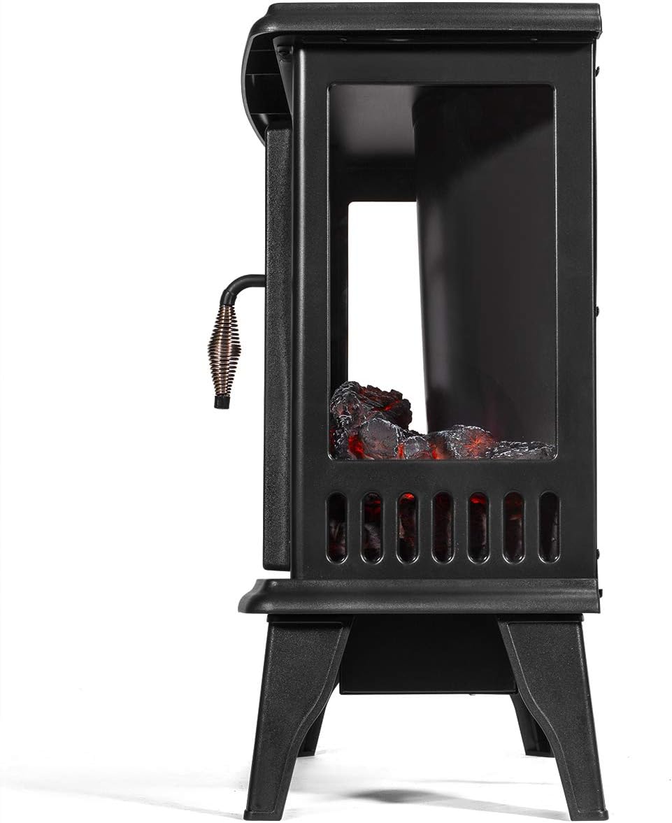 1500W Electric Fireplace Stove Heater with 3D Flame Effect, Black Q37057