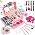 Makeup Kit for Kids Washable Toddler Makeup Kit Pretend Play for Girls Princess Gift Play Make Up Toys Makeup Vanities with Music Cosmetic Case for Girls Age 3+ Birthday Gift