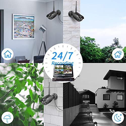 Wireless Security Camera System, 16CH 4K NVR, 4Pcs 3MP WiFi Cameras, Night Vision, Motion Detection, 1TB HDD P9721