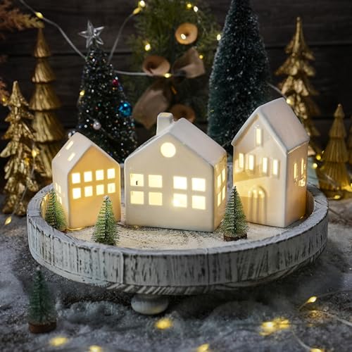 Ceramic Christmas Village Houses with LED Lights, Tabletop Decor R583949