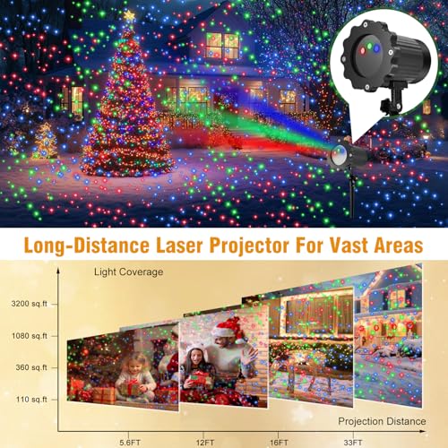 Christmas Laser Lights Projector with Star Show for Indoor Outdoor Decor E487