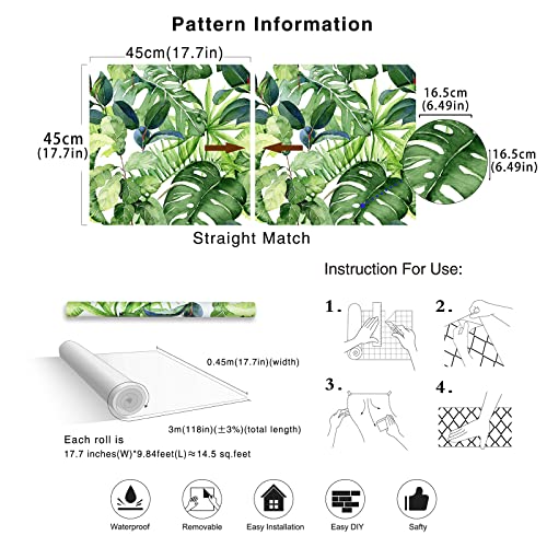 Tropical Palm Leaves Peel and Stick Wallpaper Removable U467702
