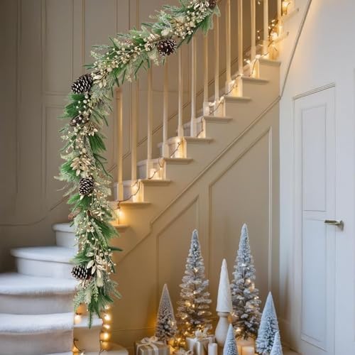 6.6 ft Christmas Garland with Faux Cedar and Glitter Berry P303